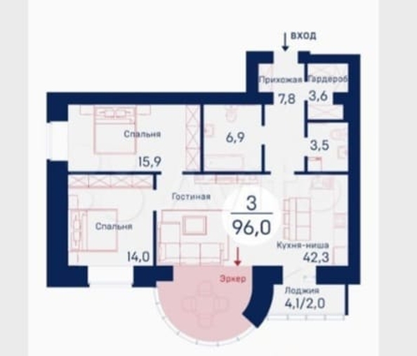 
  Продам 3-комн. квартиру 96 м², в МКР SCANDIS (Скандис), 4. Фото 12.