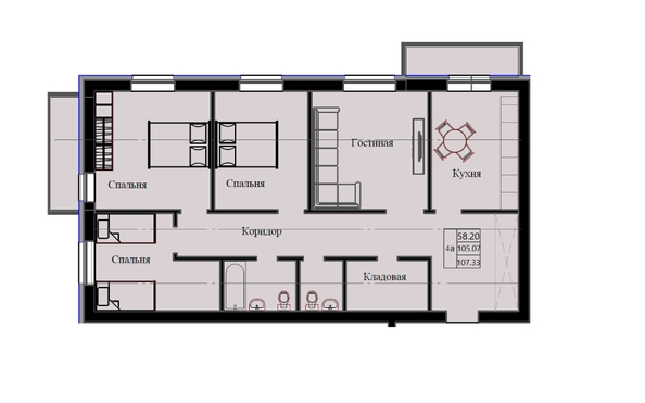 
  Продается 4-комн. квартира 107.33 м², в ЖК Космос. Фото 1.