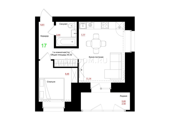 
  Продается 1-комн. квартира 40.32 м², в ЖК Соцветие, дом 5.4. Фото 1.