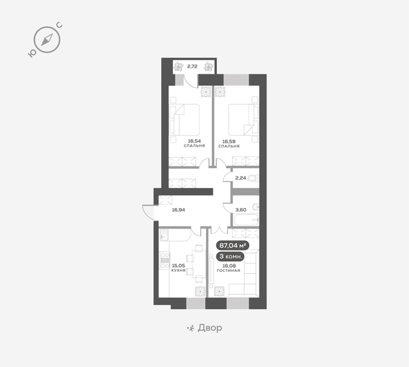
  Продается 3-комн. квартира 87.04 м², в ЖК ОКТА, дом 2. Фото 6.