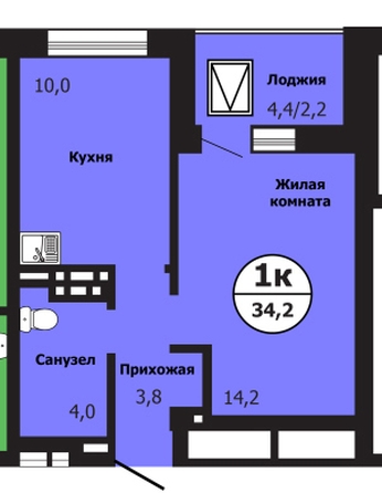 
  Продается 1-комн. квартира 34.2 м², в ЖК Тихие зори, дом Гранит корпус 2. Фото 1.