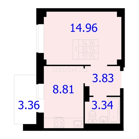 
  Продается 1-комн. квартира 31.95 м². Фото 1.