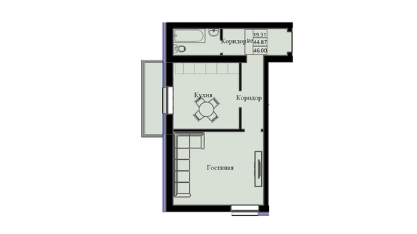 
  Продается 1-комн. квартира 46 м², в ЖК Космос. Фото 1.