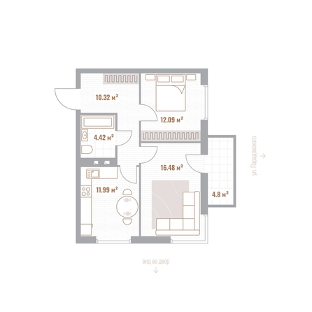 
  Продается 2-комн. квартира 56.7 м², в  Николаевские кварталы, Воскресенский. Фото 1.