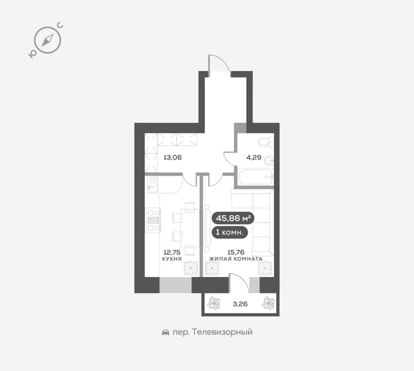 
  Продается 1-комн. квартира 46.6 м², в ЖК ОКТА, дом 2. Фото 6.