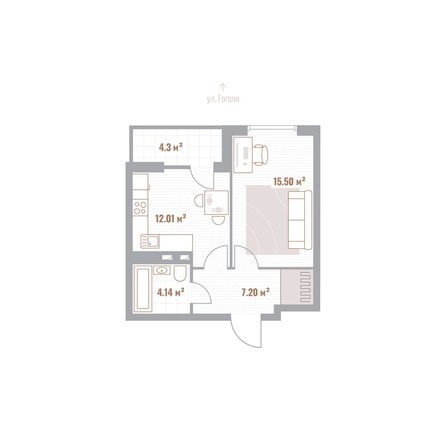 
  Продается 1-комн. квартира 41.05 м², в ЖК Николаевские кварталы, Воскресенский. Фото 1.