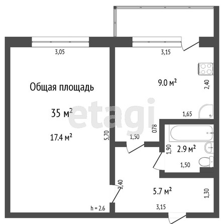 
   Продам 1-комнатную, 34.8 м², Александра Можайского ул, 7

. Фото 7.