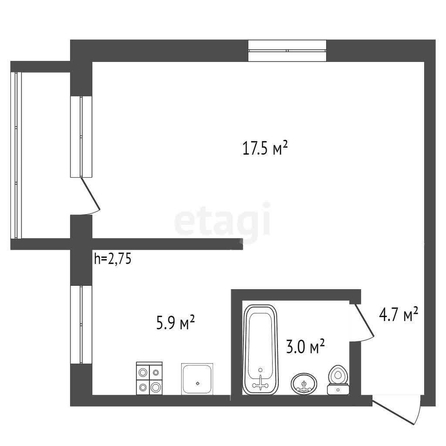 
   Продам 1-комнатную, 31.5 м², Парковая ул, 47

. Фото 1.