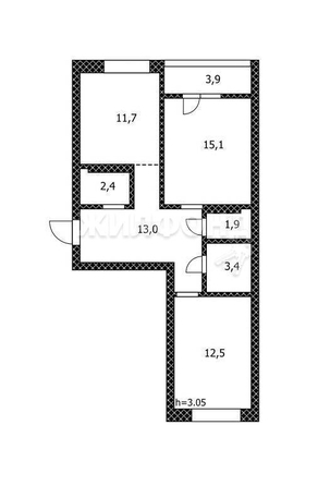 
   Продам 2-комнатную, 63.7 м², Взлетная ул, 2л

. Фото 27.