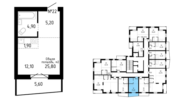 
   Продам студию, 25.8 м², Smart (Смарт)

. Фото 5.