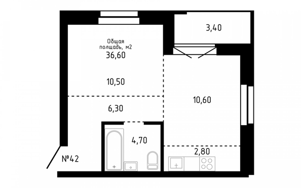 
   Продам 2-комнатную, 36.6 м², Smart (Смарт)

. Фото 5.