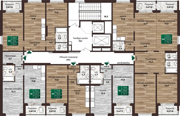 
  Продается 2-комн. квартира, 63.4 м², ЖК Шервуд, (Нагорная 6-я, 15в корп 2)
. Фото 1.