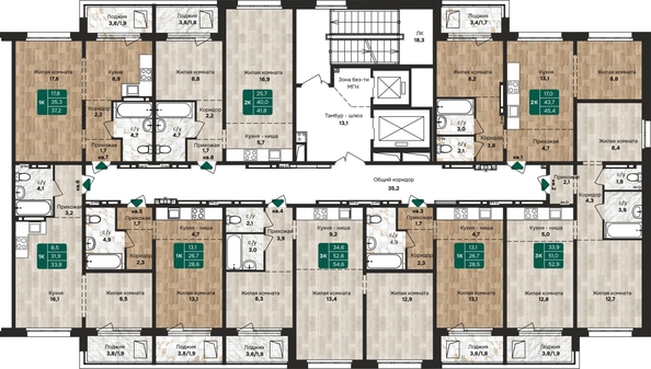 
  Продается 3-комн. квартира, 54.6 м², ЖК Камчатка, корпус 2
. Фото 1.