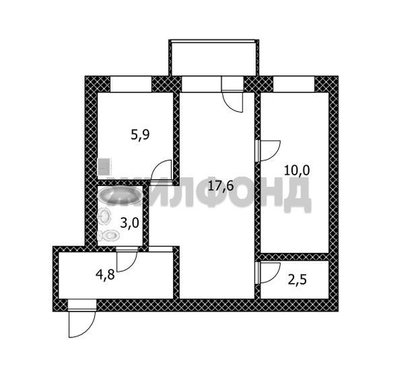 
  Продается 2-комн. квартира, 43.8 м², Чернышевского ул
. Фото 13.