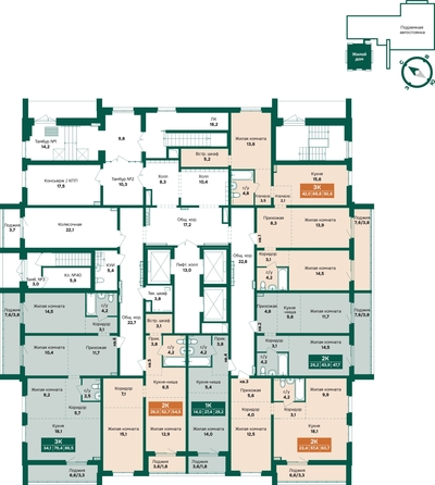 
  Продается 2-комн. квартира 54.5 м², в ЖК Камчатка, корпус 6/1. Фото 1.