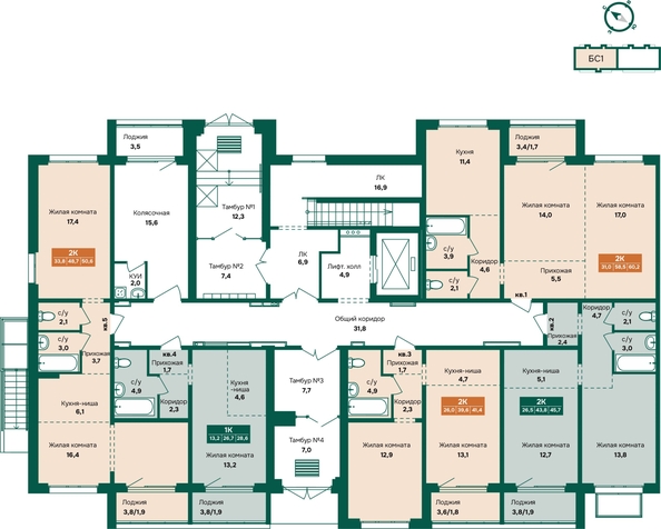 
  Продается 2-комн. квартира 50.6 м², в ЖК Камчатка, корпус 6/2. Фото 1.