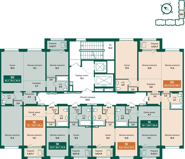 
  Продается 1-комн. квартира 32.3 м², в ЖК Камчатка, корпус 6/3. Фото 1.