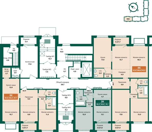 
  Продается 2-комн. квартира 41.4 м², в ЖК Камчатка, корпус 6/3. Фото 1.