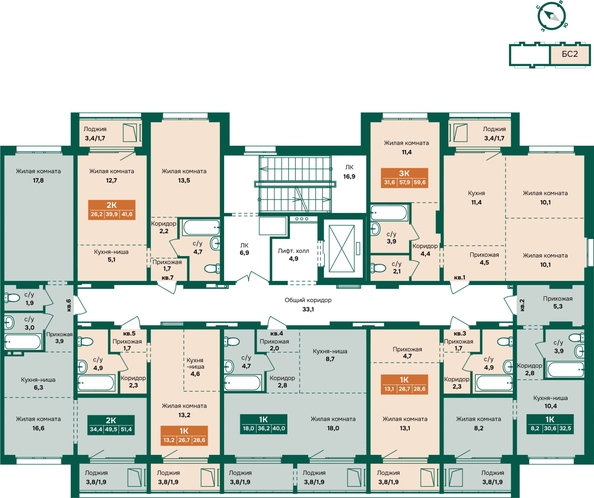
  Продается 1-комн. квартира 32.5 м², в ЖК Камчатка, корпус 6/2. Фото 1.