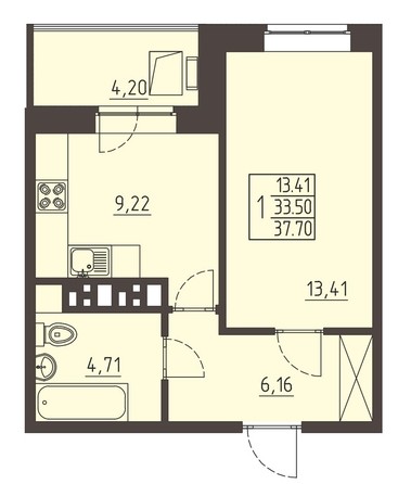 
   Продам 1-комнатную, 37.7 м², Очаг, блок-секция 8

. Фото 1.