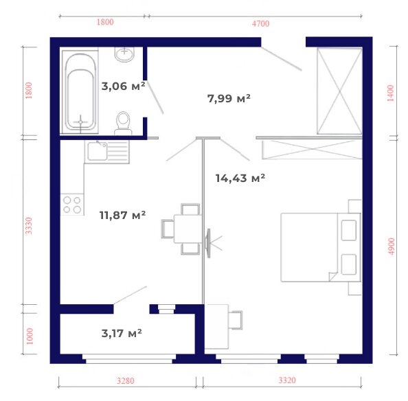 
   Продам 1-комнатную, 40.52 м², Юго-Западный, дом 17

. Фото 10.