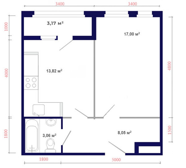 
   Продам 1-комнатную, 45.1 м², Юго-Западный, дом 17

. Фото 5.