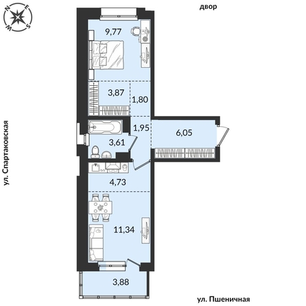 
   Продам 2-комнатную, 47 м², Источник, дом 4

. Фото 1.