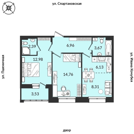 
   Продам 2-комнатную, 58.73 м², Источник, дом 5

. Фото 1.