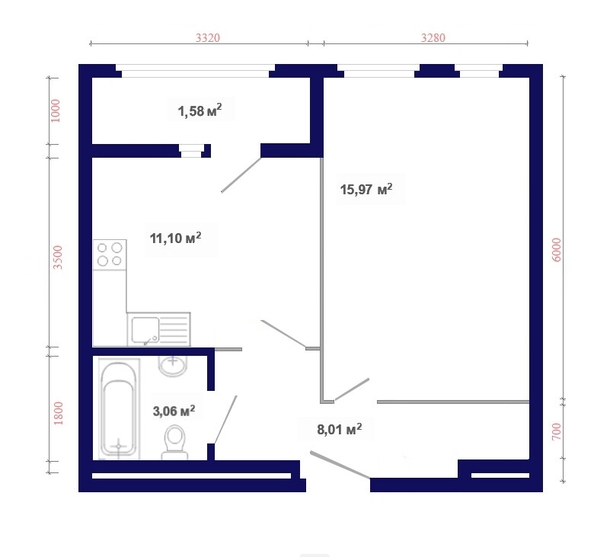 
  Продается 1-комн. квартира, 41.31 м², ЖК Юго-Западный, дом 17
. Фото 3.