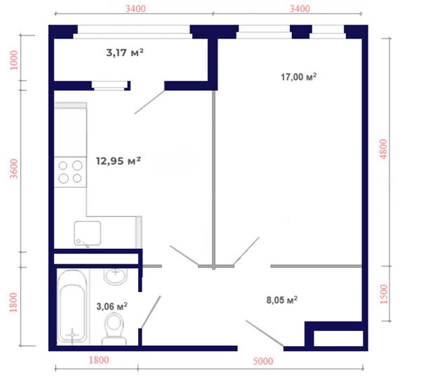 
   Продам 1-комнатную, 44.23 м², Юго-Западный, дом 17

. Фото 7.