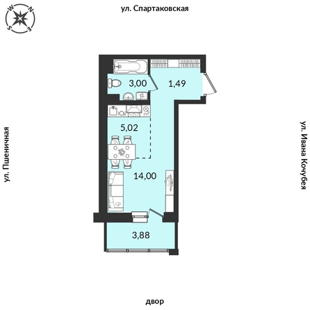 
   Продам 1-комнатную, 27.93 м², Источник, дом 5

. Фото 1.