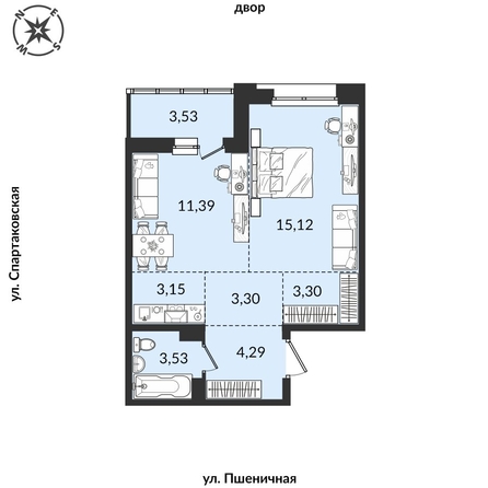 
   Продам 2-комнатную, 47.61 м², Источник, дом 4

. Фото 1.