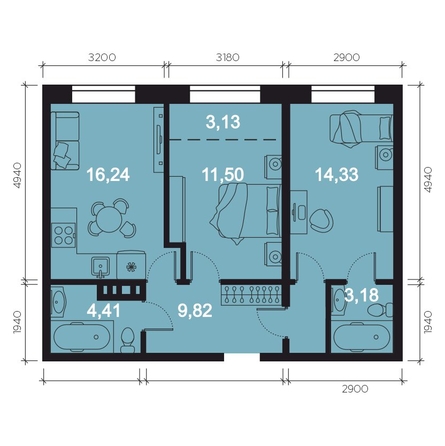 
   Продам 3-комнатную, 62.61 м², RIVERANG (РиверАнг)

. Фото 1.