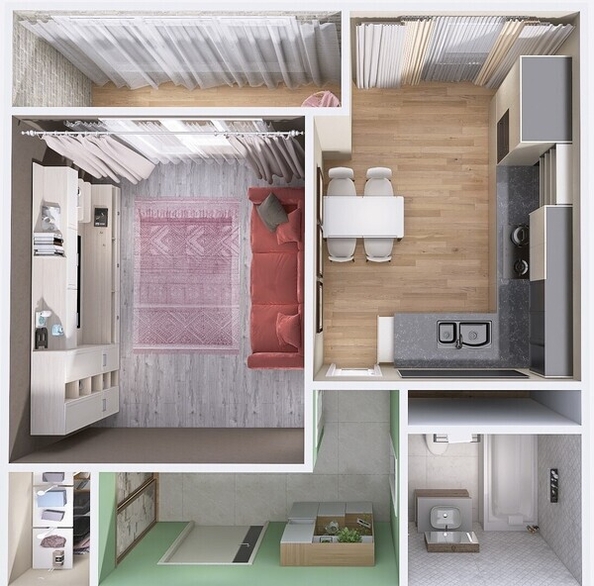 
  Продается 1-комн. квартира, 37.65 м², ЖК Юго-Западный, дом 17
. Фото 8.