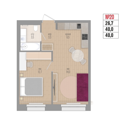 
  Продается 2-комн. квартира, 40 м², ЖК Квартал Стрижи, 3 очередь, дом 2
. Фото 2.