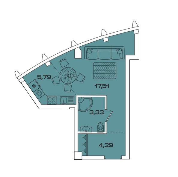 
  Продается 1-комн. квартира, 30.92 м², ЖК Звезды, дом 3
. Фото 1.
