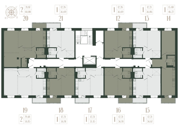 
  Продается 1-комн. квартира, 36.91 м², ЖК Новые кварталы, дом 2
. Фото 2.