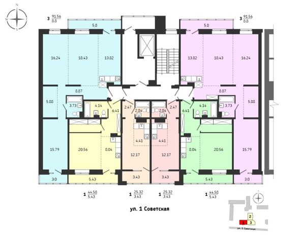 
  Продается 3-комн. квартира, 91.56 м², ЖК Суворов
. Фото 4.