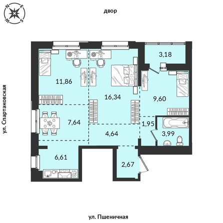 
  Продается 3-комн. квартира, 68.63 м², ЖК Источник, дом 6
. Фото 1.