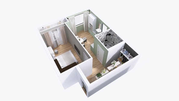 
  Продается 1-комн. квартира, 49.54 м², ЖК Юго-Западный, дом 17
. Фото 2.