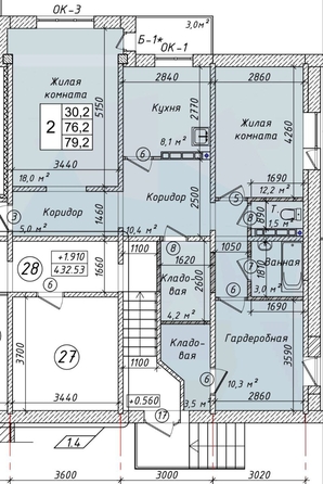 
  Продается 3-комн. квартира, 79.2 м², 7 мкр, д. 15
. Фото 1.