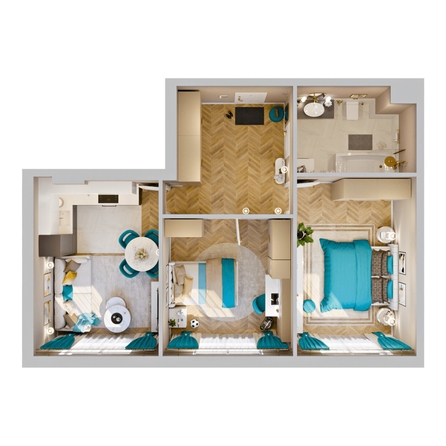 
  Продается 3-комн. квартира 56.58 м², в ЖК Клубный дом РиверАнг. Фото 2.