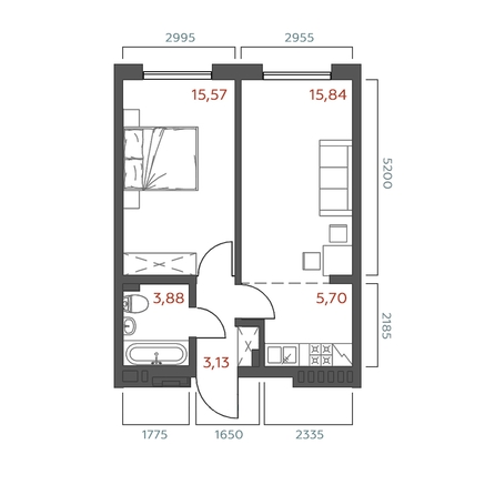 
  Продается 1-комн. квартира 44.12 м², в ЖК Салют. Фото 1.