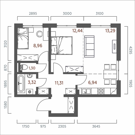 
  Продается 2-комн. квартира 57.56 м², в ЖК Салют. Фото 1.