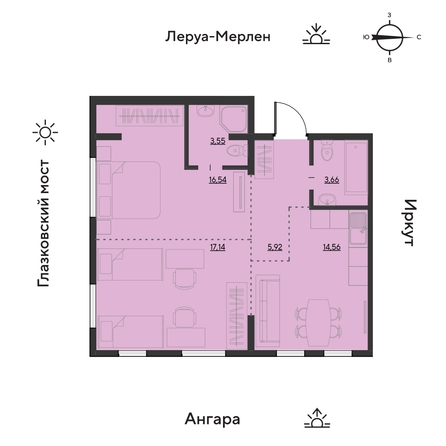 
  Продается 3-комн. квартира 61.4 м², в ЖК Затон, блок-секция 2. Фото 1.
