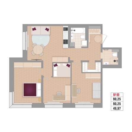 
  Продается 3-комн. квартира 90.25 м², в ЖК Стрижи Сити, блок-секции 6,7. Фото 3.