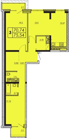 
  Продается 3-комн. квартира 76.14 м², в ЖК Мега, дом 4. Фото 1.