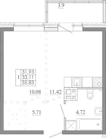 
  Продается 1-комн. квартира 35.83 м², в ЖК Мега, дом 8. Фото 1.