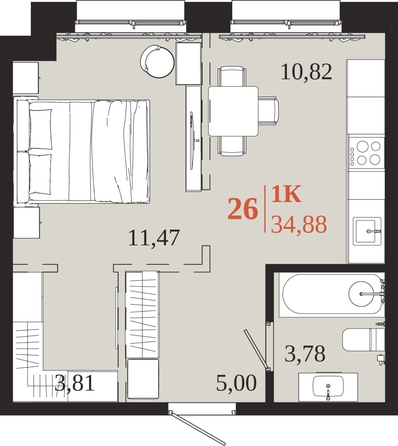 
  Продается 1-комн. квартира 34.88 м², в ЖК 1661. Фото 1.