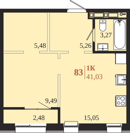 
  Продается 1-комн. квартира 41.03 м², в ЖК 1661. Фото 1.